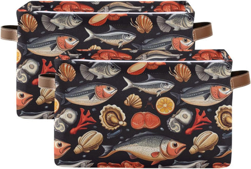 CWUPZAY 1 Pack Tuna Sardine Storage Basket Canvas Fabric Collapsible Storage Bins Box Organizer Waterproof for Home
