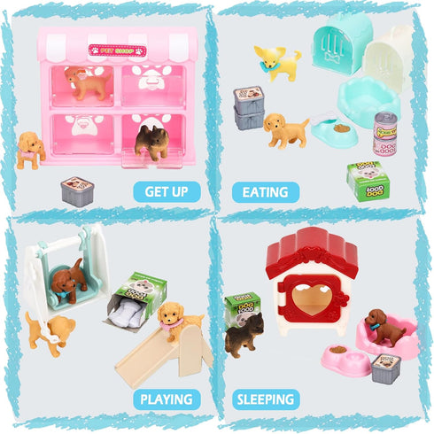 32Pcs Dog Toys Playset for Kids Pretend Play Interactive Puppy Role Play Set Realistic Dogs Care Center Birthday Gifts