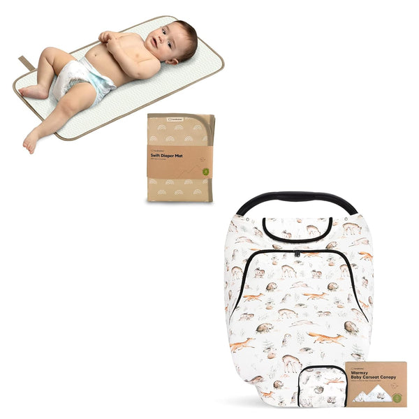 KeaBabies Portable Diaper Changing Pad and Car Seat Cover for Babies -