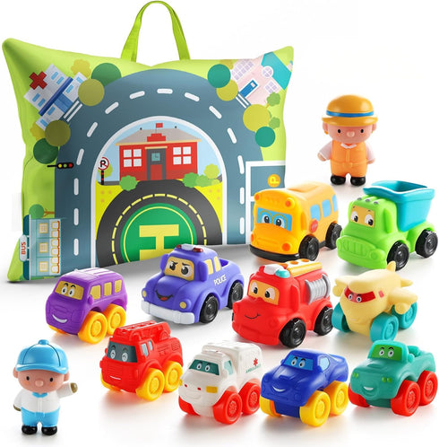 bessome Soft Rubber Toy Figure Car for 1 Year Old Boy with