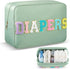 Geetery Portable Small Diaper Caddy Bag Chenille Letter Diaper Holder Wipes Travel