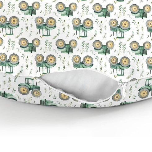 Watercolor Green Tractors Baby Nursing Pillow Covers for Boy Girl Farm Tractors Boho Leaves Nursery Feeding Pillowcase
