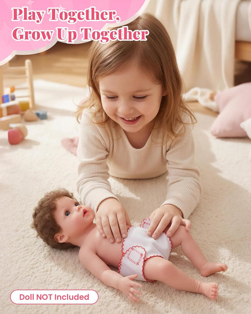 6 Set 12-15 Inch 3+ BABESIDE Baby Doll Diapers, Pcs Reusable Doll Diaper for Dolls, Soft Baby Doll Accessories