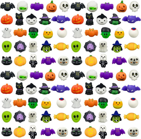 Anditoy 100 PCS Halloween Mochi Squishy Toys Squishies for Kids Girls Boys Halloween