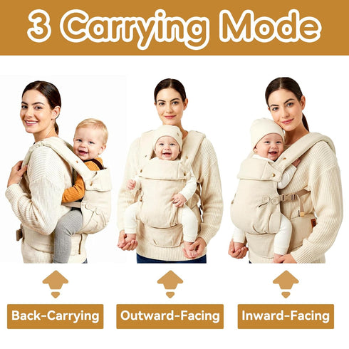 Toddler-7-45 lbs 0-36 Baby Carrier for Newborn to Months Versatile & Adjustable Linen Carrier with Front Pocket