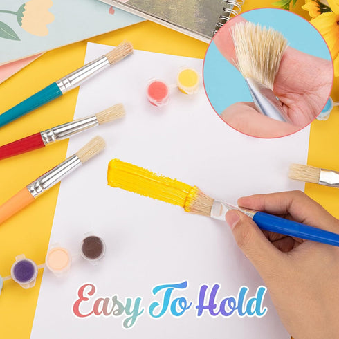 Paint Brushes for Kids, 10 Pcs Big Washable Chubby Toddler Paint Brushes, Easy to Clean & Grip for Acrylic Paint