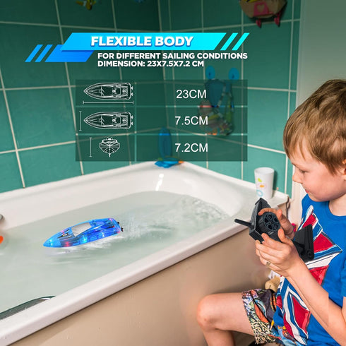 YEETFTC 2Pack 8-12 Alarm,2.4Ghz,Control 50M,Rechargeable LED Light RC Boat Remote Control Pool Water Toys for Kids Ages