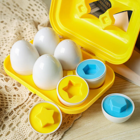 HANSGO 6PCS Matching Egg Shape Sorter Toy for Toddlers 1-3, Educational Toy for Kids, Baby Easter Toy Eggs