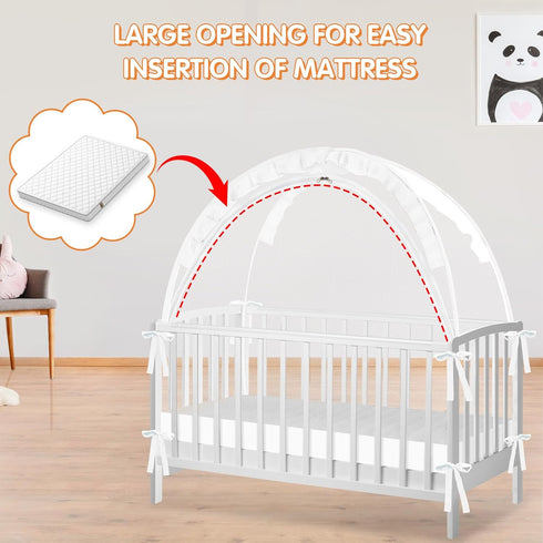 Zkaitoy Crib Tent to Keep Baby from Climbing Out - Crib Net to Keep Baby in - Pop Up Breathable Cribs Cover - Canopy