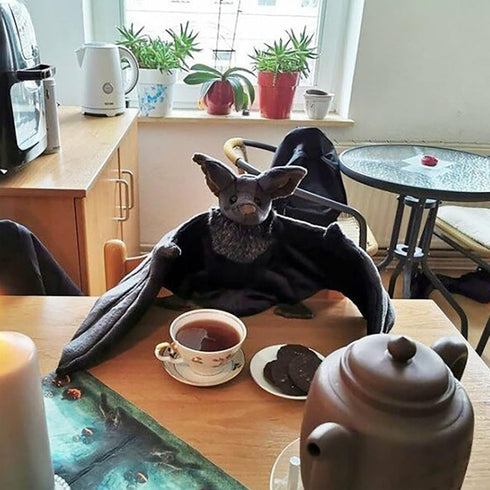 12" Enivtfz Large Bat Plush Toys, Creepy Goth Bat Stuffed Animal Lifelike Bats Plushie Doll Gothic Bat Soft Hugging