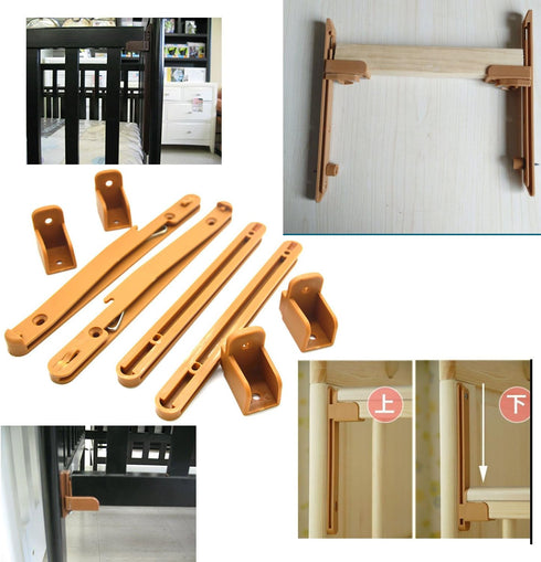 Crib Fence Lifter Lifting Rail Connection Set - Brown with Screws