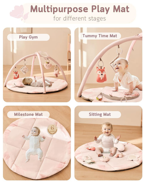 Tummy 5 0-12 Fortella Baby Play Gym & Activity Mat, Machine Washable & Foldable Time Mat with Detachable Toys