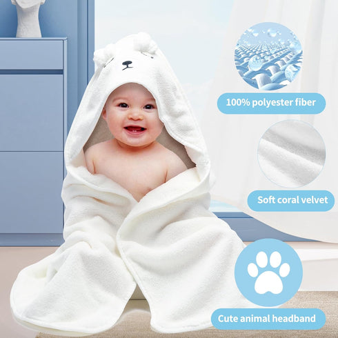 3 Pack VZZNN Baby Towels Hooded - Ultra Soft Baby Bath Towels, Newborn Baby Essentials, Premium Absorbentand