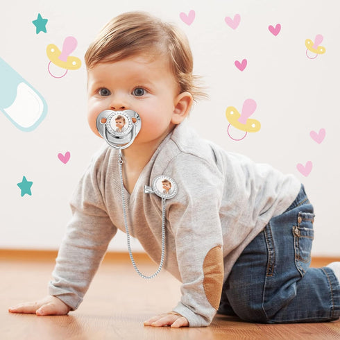 3 Set Pieces Sublimation Pacifier Name Custom Baby Bling Pacifier Clip Glitter Personalized Artificial Crystal
