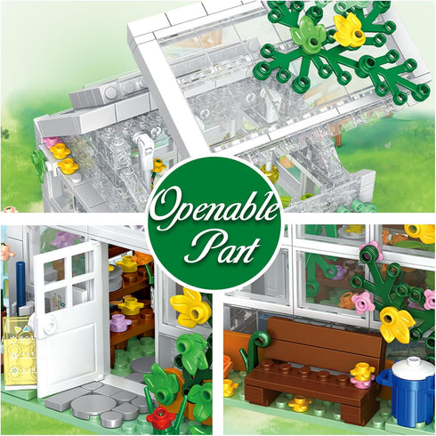QLT White Flowers House Building Set, Compatible with Lego Flower Friends House, 639 Pcs Greenhouse Toy