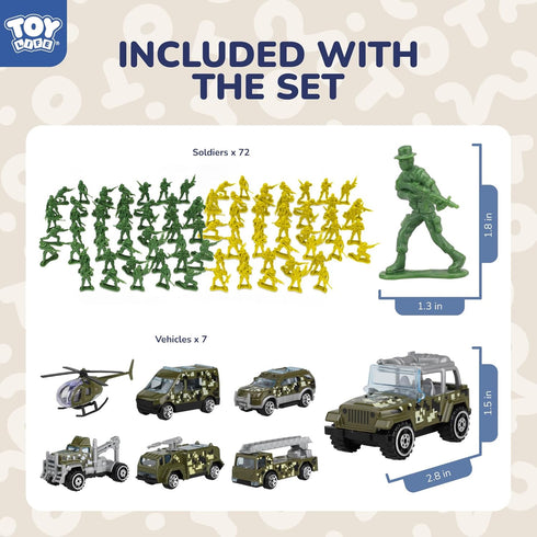 Playset TOY Life Army Men Action Figures Toys Plastic, Toy Soldiers for Boys with Helicopter, Green Military