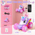 360Rotating 4WD 2.4GHz 3 4 5 6+ Unicorn Remote Control Car for Girls, Stunt RC Cars for Boys with Lights, Rechargeable