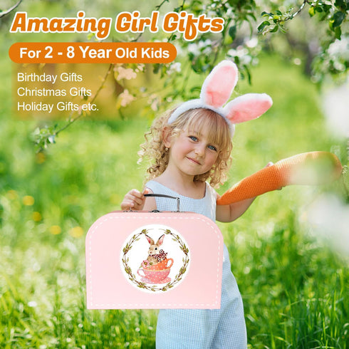 Set 49PCS Set Playset, Set 3-8, iAOVUEBY Tea Party for Little Girls, Princess Tea Time Toys Including Tea Dessert