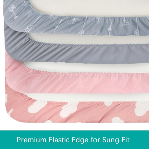 Changing Pad Cover Girl, 4 Pack Diaper Changing Pad Covers, Fitted Baby Changing Table Sheets for 32''×16''