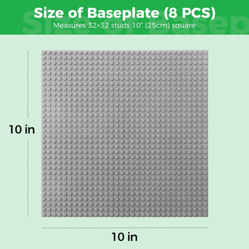 Plates-10" 10" Boards,100% 8 Pack) Classic Baseplates Building x Building Compatible with All Major Brands and Activity