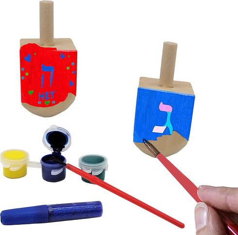 The Dreidel Company DIY Hanukkah Wood Dreidels, 1.5" Unfinished Natural Wooden Dreidels (10-Pack)