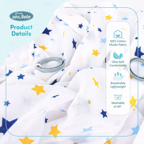 Muslin Stroller Cover, Versatile Sunshade, Windbreaker, and Insect Shield, Stylish and Breathable Travel Accessory