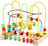 QZMTOY Wooden Toys for Toddlers – Bead Maze Toy with Colorful Animals Fruits Shapes – Educational Counting Learning Toys