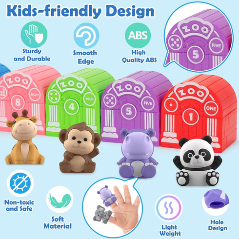 Learning Toys for 1,2,3 Year Old Toddlers, 20Pcs Safari Animals Toys for Montessori Counting & Matching Games