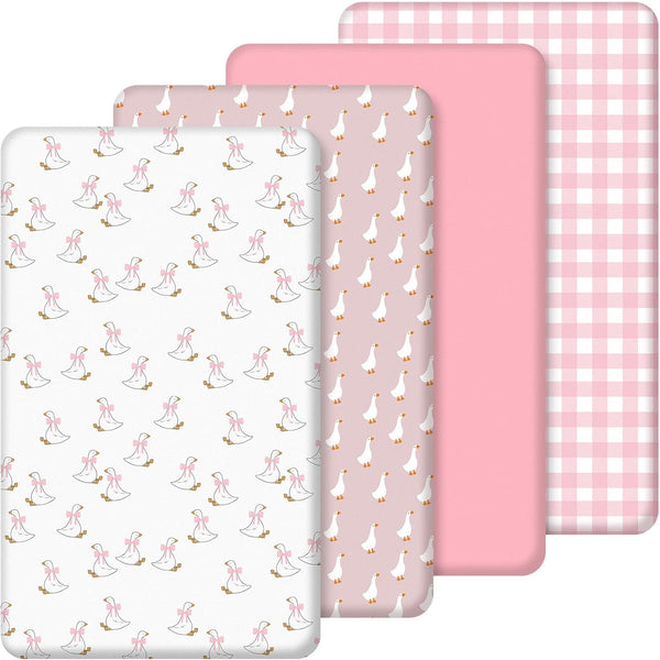SmoothNovelty 4 Pack Silly Goose Crib Fitted Sheet for Boys Girls -