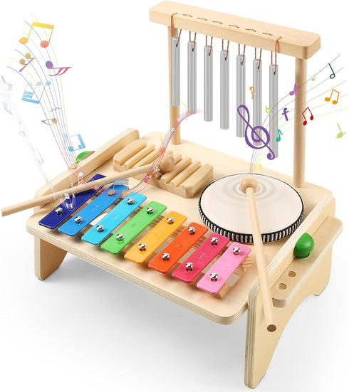 BCY hohipi Kids Drum Set,Baby Musical Instrument for Toddler,Wooden Xylophone for Toddlers with Baby