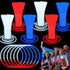 300 Pack 4th of July Glow Sticks Party Favors with Connectors, Patriotic Red White Blue Glow Accessories for