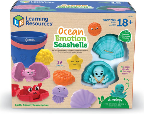 Learning Resources Ocean Emotions Seashells, Ocean Animals Figures, Seaside Game, Sand Toys,