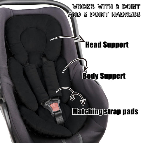 GFU Infant Car Seat Insert Head and Body Support, Reversible Newborn Insert for Carseat with Strap Pads, Soft Stroller
