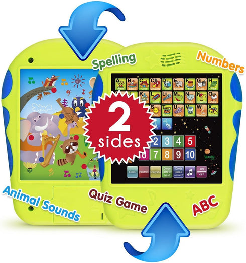 Spanish Learning Tablet for Kids - Bilingual Toy for Toddlers to Learn ABC, Numbers, Spelling, Melodies, Animals