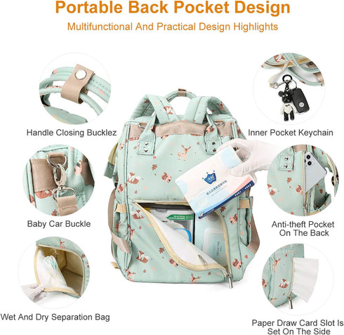 Backpack Backpack Diaper Bags for Mom Dad Baby Care Bag Maternity Nappy Bags for Boys Girls Large Green Paaleras para