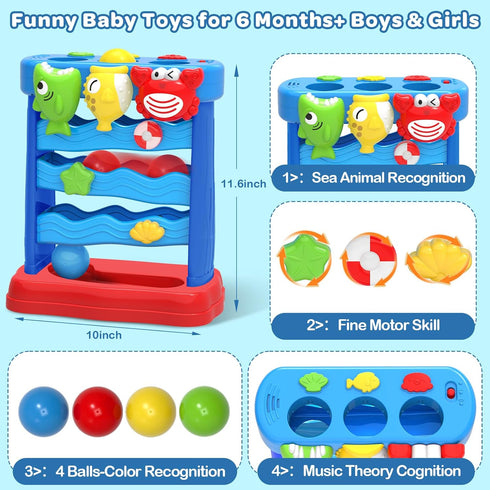 YEGEER 12-18 12-18 1-2 Toys for Toddlers Months, Montessori Musical Toy for Baby Months, Interactive Feeding Toy