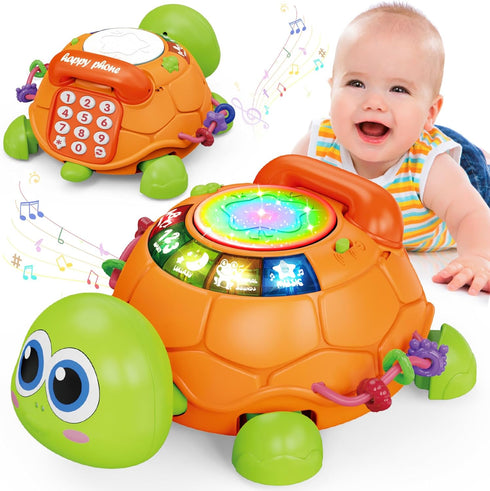 Baby Toys 6 to 12 Months, Musical Turtle Crawling Baby Toys for