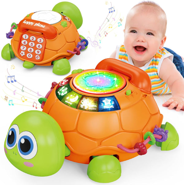 Baby Toys 6 to 12 Months, Musical Turtle Crawling Baby Toys for