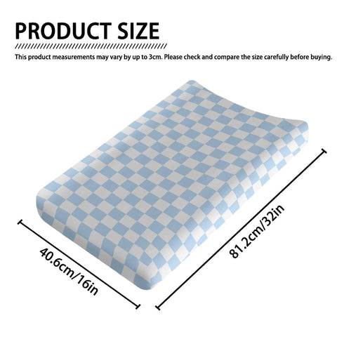 Generic 32x16 Blue Checkered Changing Pad Cover for Baby Girls Boys Cartoon Breathable Diaper Change Table Sheet Soft