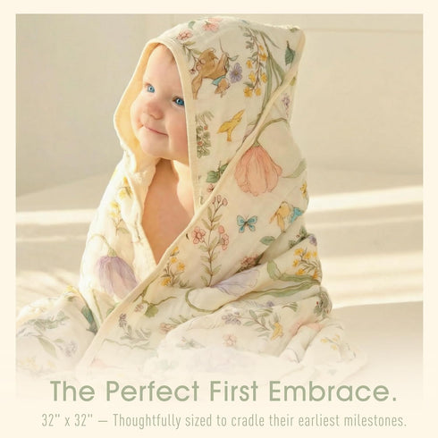 4-Piece Set (32x32 inches) Ultra Soft Muslin Baby Towel - Ideal for Bath & Beach