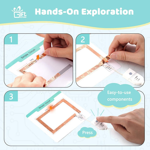 8-12 GiftAmaz Paper Circuits Kit for Kids, STEM Electric Circuit Kit, Child-Friendly Paper Circuit Board, Led Light