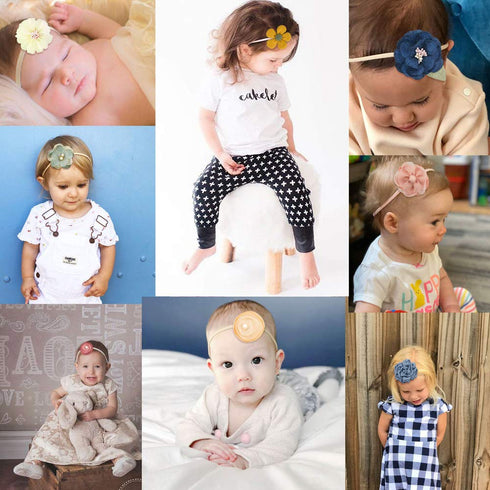 JIAHANG Baby Girls Hair Bow Headbands, 10PCS Nylon Floral Hair Accessories for Newborn Infant Toddlers