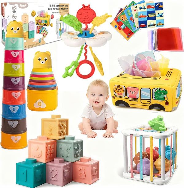 Etyat Baby Toys 6-12 Months, Montessori Toys for 1 Year Old, Silicone Pull