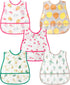 R HORSE 5Pcs Baby Bibs Set, Toddler Bibs with Crumb Catcher Pocket & Snap Button, Waterproof for 6-24 Months