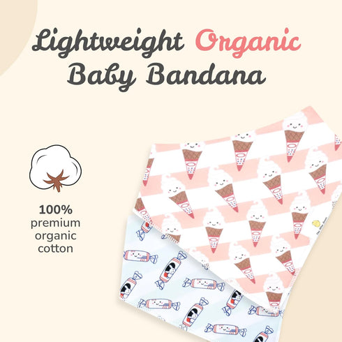 The Wee Bean Organic Cotton Bandana Bibs 2pcs Set - Baby Bandana Drool Bibs for Boys Girls Unisex, Teething and Drooling