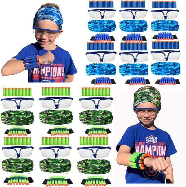 Nerf Party Supplies Accessories, 12 Sets Bulk Pack for Kids Birthday, Darts, Glasses, Masks, Wristbands