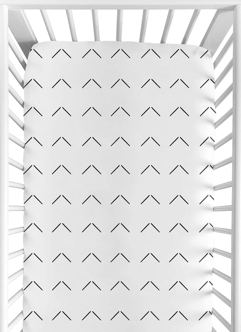 Sweet Jojo Designs White and Black Boho Arrow Boy Girl Fitted Crib
