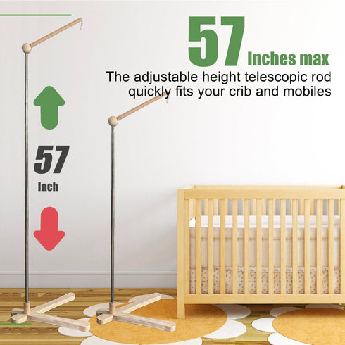 Tuiiopoli 100% Crib Mobile Wooden Arm, Standing Hanger Suitable for All Cribs Natural Larch Hanger Nusery Decor Baby