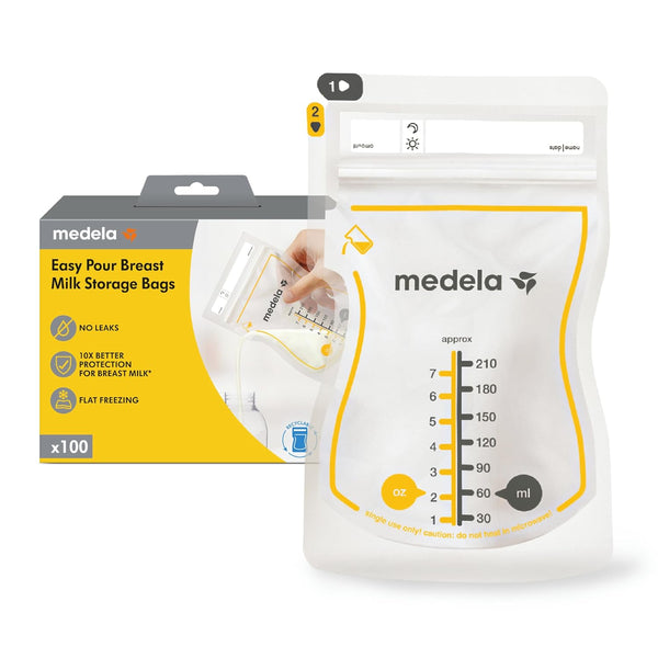 Medela Easy Pour Breastmilk Storage Bags | 100 Count 210ml | Disposable Leakproof Breast Milk Bags with Milk