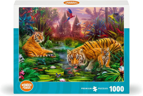 1000 Wonder Forge Tiger Family Piece Jigsaw Puzzle for Adults | Unique, Perfectly-Fitting Pieces | Fun, Vibrant Imagery